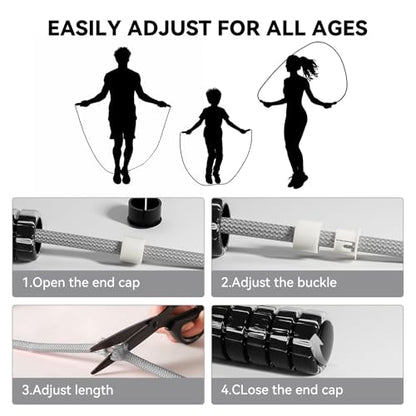 Jump Rope Cotton Adjustable Skipping Weighted jumprope for Women, Adult and Children Athletic Fitness Exercise Jumping Rope - color: Grey, size: 1pcs