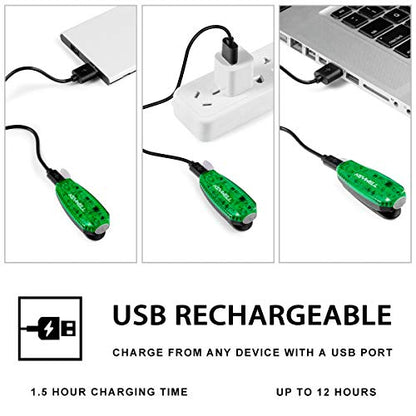 USB-C Rechargeable LED Safety Lights (2 Pack) - Clip on Strobe Running Lights for Runners, Joggers,Walkers,Kids,Dogs,Bike Tail Lights - High Visibility Accessories for Reflective Gear - color: Green