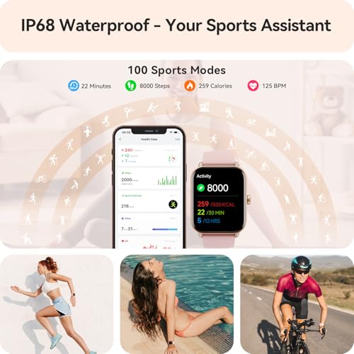 Smart Watch for Women Android & iPhone, Alexa Built-in, IP68 Waterproof Activity Fitness Tracker with Bluetooth Call (Answer/Make), 1.8" Smartwatch with Heart Rate/SpO2/Sleep Monitor, 100+ Sports Mode - color: Pink