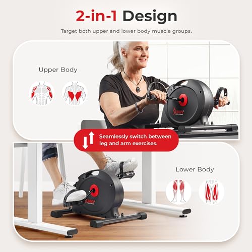 Sunny Health & Fitness Smart Mini Cycle, Under Desk Pedal Arm/Leg Exerciser - color: Black