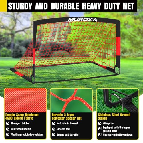 Soccer Goal, Kids Soccer Goals for Backyard Set, Pop Up Soccer Net - color: Black Red, size: 6 ft x 4 ft