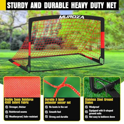 Soccer Goal, Kids Soccer Goals for Backyard Set, Pop Up Soccer Net - color: Black Red, size: 6 ft x 4 ft
