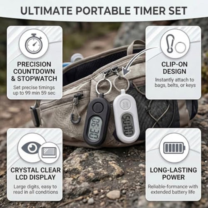 2 Pack Mini Digital Keychain Timer, Countdown and Stopwatch