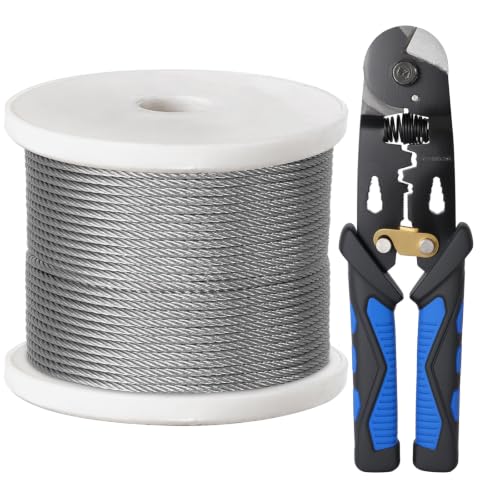1/8 Inch Stainless Steel Cable 500FT,- 7x7 Strand Aircraft Wire Rope - size: 500FT, style: 1/8 inch
