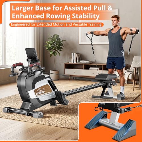 pooboo Rowing Machine for Home, Foldable Magnetic Rowing Machine - color: Wood