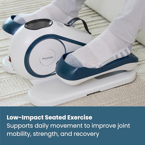 Nobol PhysioGo2® Under Desk Exercise Elliptical Bidirectional Bike for Active Adults and Seniors with Motorized Mode and Arm Exercise Band Attachment and LED Metric Display