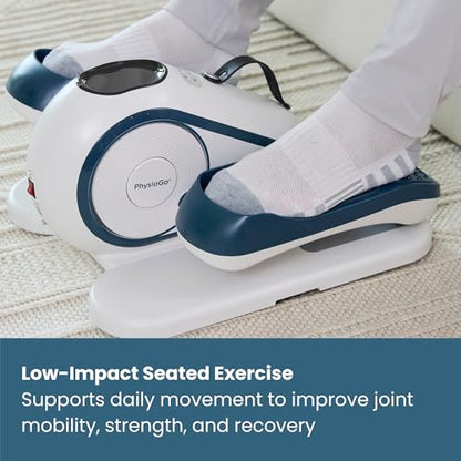 Nobol PhysioGo2® Under Desk Exercise Elliptical Bidirectional Bike for Active Adults and Seniors with Motorized Mode and Arm Exercise Band Attachment and LED Metric Display