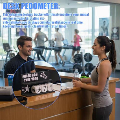 Desk Running Mileage Tracker for Recording Mileage Running Pedometer & Goal Setter, Fitness Motivation Display for Runners, Marathon Training Gift - style: Black Boys