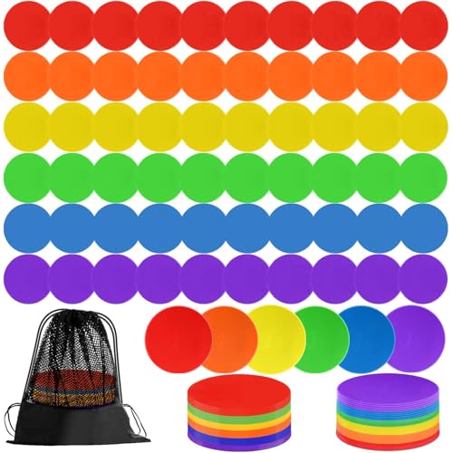 60 Pcs Poly Spot Markers Non-Slip Rubber Floor Dots for Gym, Flat Cones Agility Markers Poly Dots for Gym Floor Spot Markers for Sports Soccer Basketball Speed Agility Training Dance - size: 9 Inch