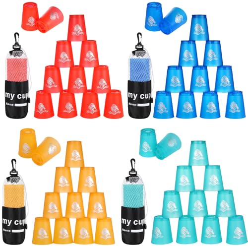 yeesport 48 Sport Stacking Cups Red/Blue/Green/Orange for Kids & Adults - color: Red-blue-green-orange