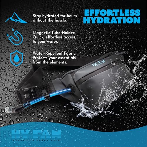 HY-FAN Handy On-The-Go Hydration Water-Repellent Malecon Premium Pack, Includes Magnetic Tube Holder and Extra-Wide Comfort Strap, 17 Fluid Ounce Capacity (1, Gray) - color: Gray
