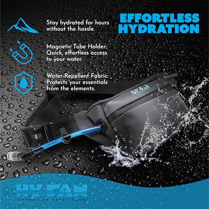 HY-FAN Handy On-The-Go Hydration Water-Repellent Malecon Premium Pack, Includes Magnetic Tube Holder and Extra-Wide Comfort Strap, 17 Fluid Ounce Capacity (1, Gray) - color: Gray