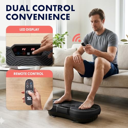 SQUATZ Vibration Plate Exercise Machine | Low-Impact Full Body Vibrator Plate with 99 Speed Levels & 9 Preset Programs | Resistance Bands & Remote Included | 265 lb Capacity | for Home & Office