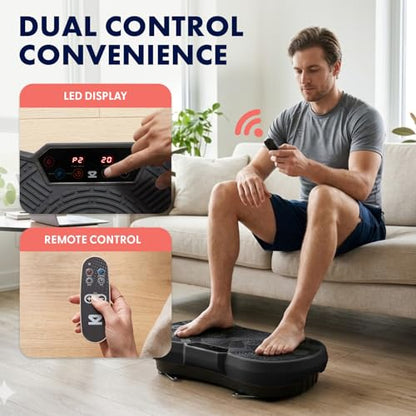 SQUATZ Vibration Plate Exercise Machine | Low-Impact Full Body Vibrator Plate with 99 Speed Levels & 9 Preset Programs | Resistance Bands & Remote Included | 265 lb Capacity | for Home & Office