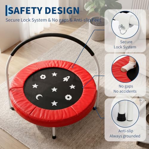 Garvee 36" Toddler Foldable Trampoline w/Handle & Safety Pad for Kids