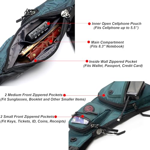 NICGID Sling Bag Chest Shoulder Backpack Crossbody Daypack for Men Women - color: Dark Green-2620n