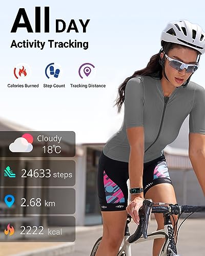 Amzhero Health Fitness Tracker with 24/7 Heart Rate, Blood Oxygen, Blood Pressure, Sleep Tracker, 5ATM Waterproof Activity Trackers with Step Tracker, Pedometer (S & L Bands Included) - color: Spaceblack