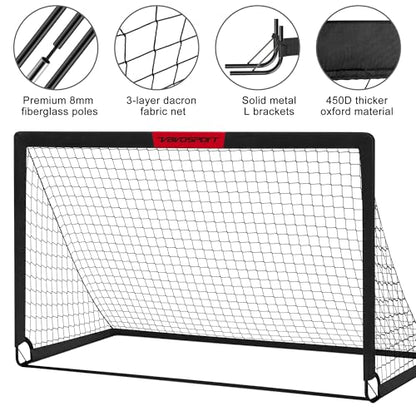 VAVOSPORT Kids Soccer Goals for Backyard Set of 2,Soccer Training Equipment - color: 1-Black, style: 7 ft x 5 ft