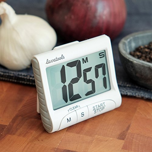 Lavatools KT1 Digital Kitchen Timer & Stopwatch, Large Display, Bold Digits, Simple Operation, Loud Alarm, Magnetic Kickstand for Cooking and Classroom - color: Milk