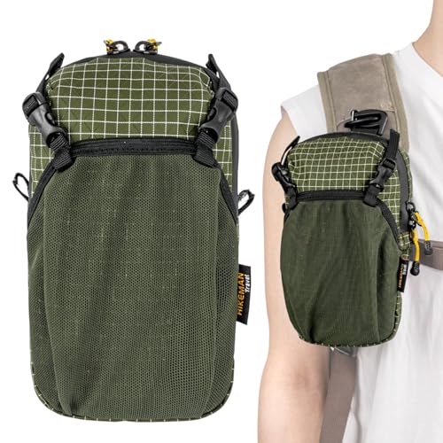 HIKEMAN Backpack Strap Pouch - Backpacking Phone Pouch, Waterproof Backpack Shoulder Strap Phone Pocket Attachment Bag for Hikers, Lightweight Outddoor Bag for Hiking, Travel, Cycling (Army Green) - color: Army Green