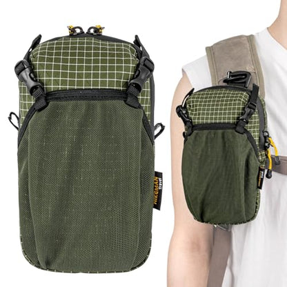 HIKEMAN Backpack Strap Pouch - Backpacking Phone Pouch, Waterproof Backpack Shoulder Strap Phone Pocket Attachment Bag for Hikers, Lightweight Outddoor Bag for Hiking, Travel, Cycling (Army Green) - color: Army Green