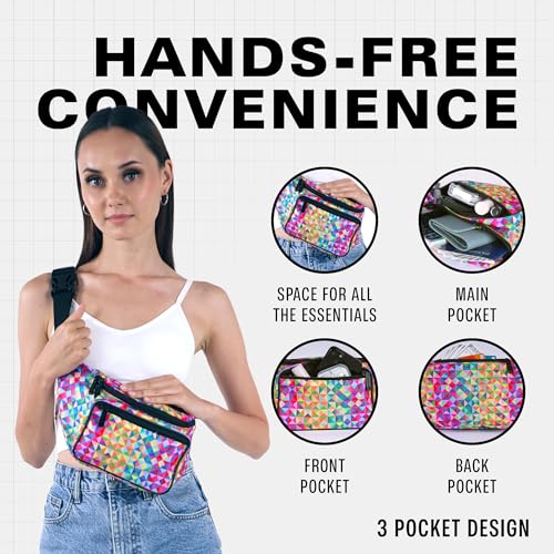 SoJourner Waterproof Fanny Pack, Rainbow Triangles - color: Rainbow Triangles