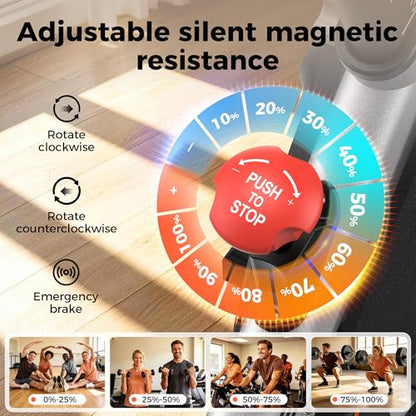 YOSUDA Exercise Bike, Magnetic Friction Stationary Bike with App Training - color: Orange Silver