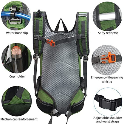 Hiking Daypack 15L Lightweight Waterproof Backpack - color: Olive