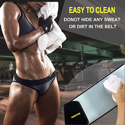 TESETON Waist Trainer Trimmer for Men Women, Sauna Sweat Belt 01 - color: Black, size: Medium
