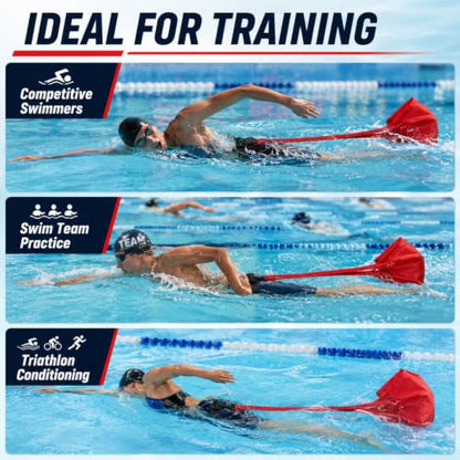 Leyndo 2 Sets Swim Parachute Resistance Training Adjustable Swim Belt