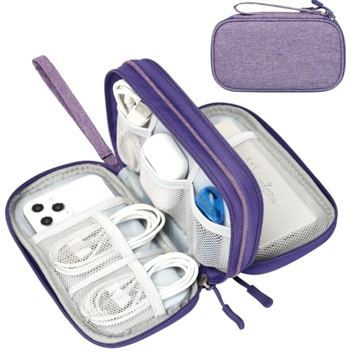 FYY Electronic Organizer, Travel Tech Pouch Bag Cable Organizer Dark Purple - color: Dark Purple, size: 7.5 x 4.3 x 2.2 inches
