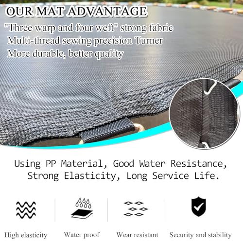 Trampoline Mat, Dia:60"/80", Fits 6FT/8FT Frame, with 36/42/48 V-Rings for Choose and Spring Tool, Reinforce, UV-Resistant, Not Include Spring - size: Fit 8 FT FRAME, style: 80" Diam | 48 V-Rings | Fits 5.5" SpringsLength