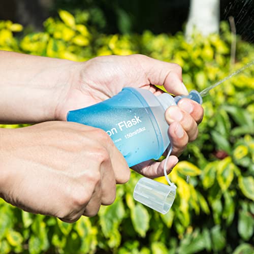 AXEN Soft Flask TPU Foldable Running Hydration Flask, Soft Collapsible Water Bottle for Hydration Pack Cycling Marathon Running Hiking - color: Blue-150ml