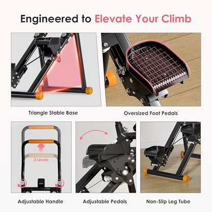 soges Folding Stair Stepper for Home, Adjustable Handlebar Pedals, Black