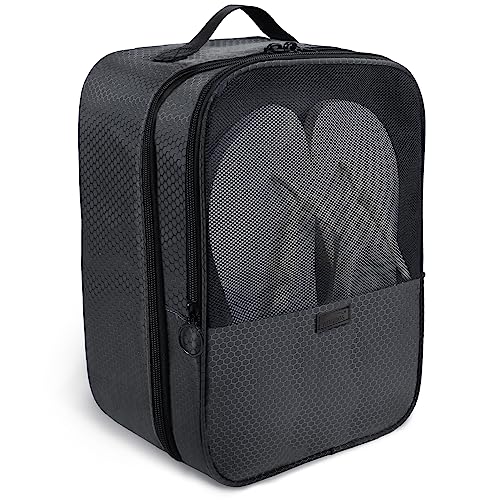 AOSBOS Shoe Bag for Travel,2 Layers Shoes Organizer,Honeycomb Black - color: HoneycombGrey