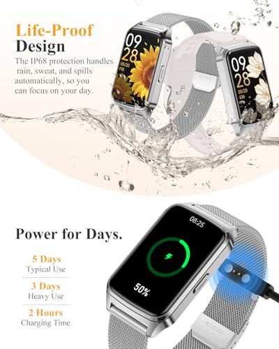 Fitness Tracker Watch for Women Men, Step Counter Compatible with iPhone Android, IP68 Waterproof Activity Tracker with Sleep Monitor, 110+ Sports Pedometer (Cold Steel Silver, 1.57) - color: Cold Steel Silver