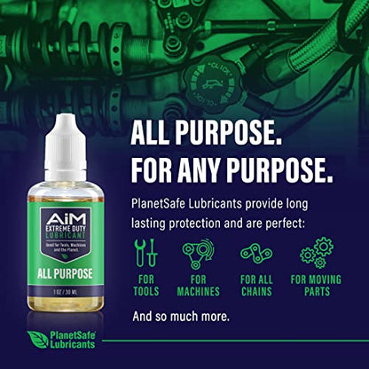 Planet Safe AIM Extreme Duty Lubricant (Small Bundle 1oz + 4oz) Made in The USA. Multi-Purpose for Home, Garage, Doors, Hinges, Gym Equipment - Penetrates, Cleans, Lubricates, Protects, 3 in 1 Oil - size: AiM | Bundle | Small