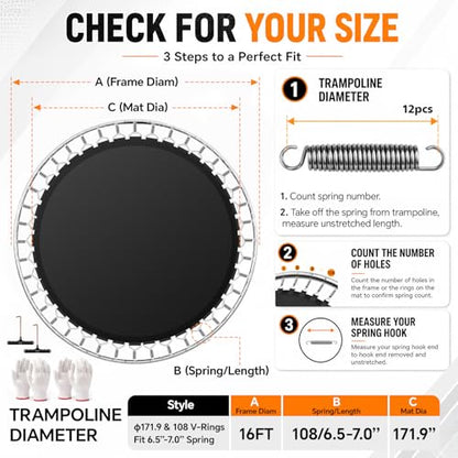 Lewtemi Trampoline Mat Replacement Only Fits 16ft Frame with 108 Rings