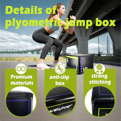 Versatile Non Slip Jump Box Exercise 3-in-1 Foam Plyometric Jump Box for Home Gym Training Fitness - color: Black