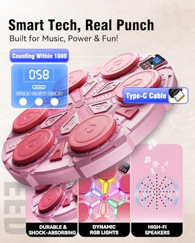 Music Punching Machine, Boxing Trainer with Rhythm Lights - color: Pink