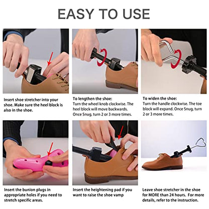 LANNEY Shoe Stretcher for Women & Men Wide Feet - Premium Shoe Expander Widener Stretch Length Width - color: Neon Pink, size: 5.5-10 women