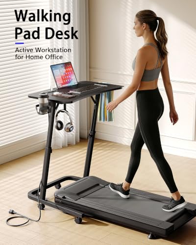 Adjustable Height Standing Desk for Walking Pad, Treadmill Desk with Wheels - color: Black