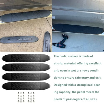 RULLINE 4"x24" Oval Step Bar Tread Pad Anti-Slip Rubber 4-Pack