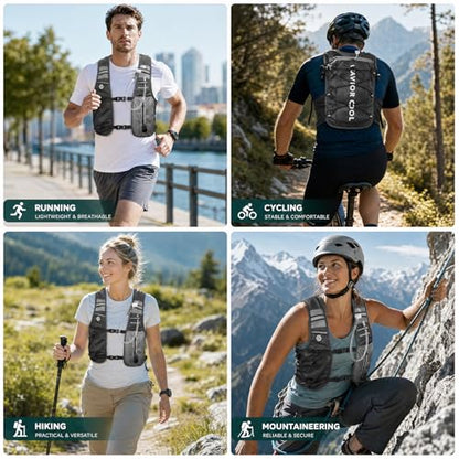 Cooling Hydration Vest with 2L BPA-Free Water Bladder, Running Vest with 3 Removable Cooling Packs, Lightweight Outdoor Pack for Hot Weather, Hiking, Cycling, Training - color: Charcoal Gray