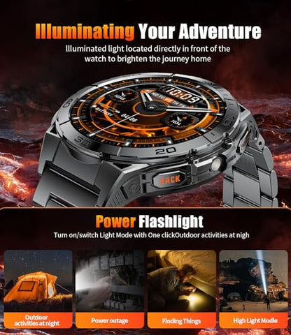 LIGE Military Smart Watch for Men, 1.6'' AMOLED Rugged Smart Watch with 600mAh Battery/Heart Rate/Blood Pressure/Sleep Monitor,IP68 Waterproof Fitness Tracker Watch for Android iPhone Gery - color: Gray