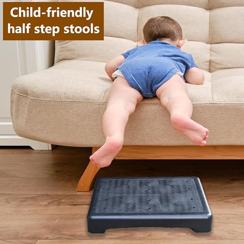 One Step Stool, Mobile Step Stool for Adults and Seniors, Indoor/Outdoor Non-Slip Platform Steps, Portable Stair Aid for Cars, Offices, Kitchens, Bathrooms, Bedrooms, Black