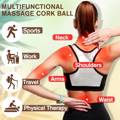 Seenelling 100 Pcs Cork Massage Ball 2 Inch Solid Hard Myofascial Release Yoga Ball for Back Foot Neck Pain Therapy Portable Tissue Muscle Release Tool for Home Office Travel - size: 2 inches