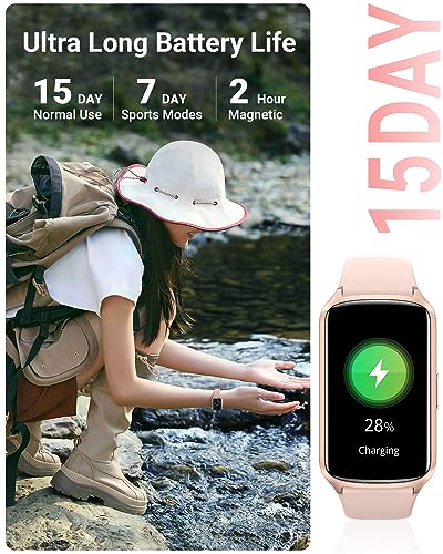 Amzhero Health Fitness Tracker with 24/7 Heart Rate, Blood Oxygen, Blood Pressure, Sleep Tracker, 5ATM Waterproof Activity Trackers with Step Tracker, Pedometer (S & L Bands Included) - color: Pinksand