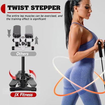 Steppers for Exercise at Home,Mini Stair Stepper with Handlebar and Resistance Bands,Stair Step Workout Machine,Total Body Cardio Equipment, Optional Twist Motion,Non-Slip Pedals – 330 LB Max Weight