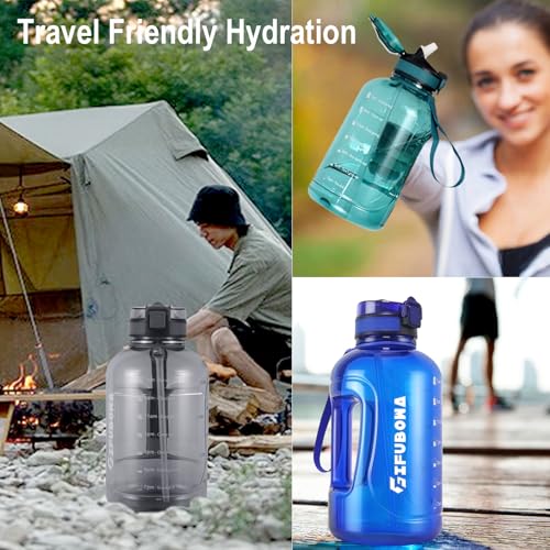 2 Litre Water Bottle with Straw, Motivational Sports Jug - color: Royal Blue-2L, size: 67.6 Ounces